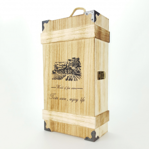 Classic wooden case for 2 bottles front